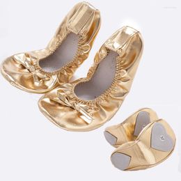 Stage Wear 1 Pair Women Gold Canvas Belly Dance Shoes Flat Ballet Gymnastics Dancing Style Bow Tie Accessories