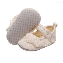 First Walkers Cute Baby Girls Mary Jane Flats Born Infant Toddler Non-Slip Floral Lace Princess Dress Shoes Soft Sole Christening