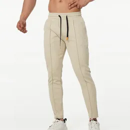 Men's Pants Male Spring Casual Fitness Running Zipper Trousers Drawstring Loose Waist Solid Colour Jersey Pocket Streetwear
