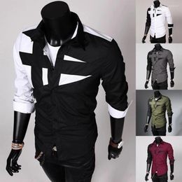 Men's Casual Shirts Contrasting 2023 Autumn And Winter Slim Fashion Trend American Simple Solid Long-Sleeved Cardigan Shirt