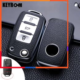 New VW Leather Car Key Case Full Cover for Volkswagen Polo Tiguan Passat Golf Jetta Lavida Skoda Octavia Protection Shell Bag