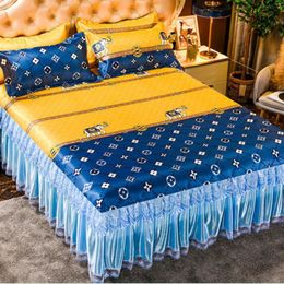 Bed Skirt 3pcs/set 1Bed Skirt 2pcs Pillowcase Bed Sheet For King/Queen Thicken Luxury Bohemia Bed Skirt Home Textile Bedding F0711 230424