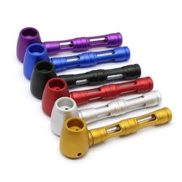 12cm Metal Pipe Glass Herbal Smoking Pipes with screen Hand Spoon Tobacco Herb Tools Oil Rigs Accessories Retail bag packaging