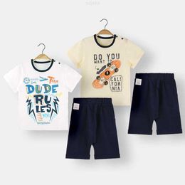 Clothing Sets New Baby Summer Dress Men's and Women's Cute Pattern Harlan Pants Set Outgoing Cotton Trendy Short Sleeve