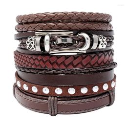 Bangle Fashion Retro Bracelets 5pcs/set Wrap Woven Handmade Men Women Leather Jewellery Small Gift