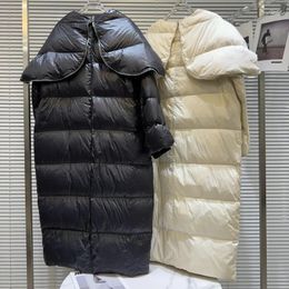 Women's Trench Coats PREPOMP 2023 Winter Arrival Zipper Shawl Sailor Collar Warm Coat Women Long White Duck Down Jacket GM634