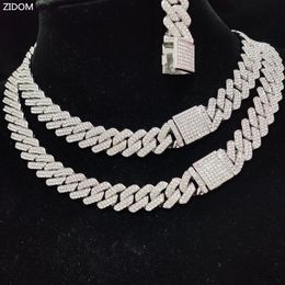 Strands Strings Hip Hop Rhombus Cuban Chain Iced Out Bling Necklace Men Women 15mm Width Chains Hiphop Crystal Necklaces Fashion Jewelry 230424