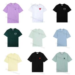Paris designer amis t shirt 2023 new macarone candy Colour love embroidery letter A hearts pure cotton short sleeves for men and women yh