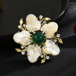 Brooches SUYU Versatile Inlaid Cubic Zirconia Vintage Flower Copper Brooch Women's Jewellery Gifts Clothing Accessories