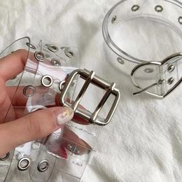 Belts Fashion Women Transparent Waistband Clear Round Square Heart Pin Buckle Wide Waist Strap Ladies Punk Belt For Jeans Dress