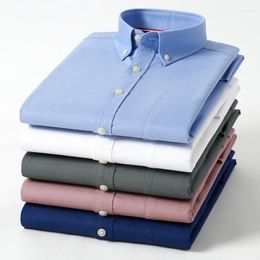 Men's Casual Shirts Cotton Hight Qulity Long-sleeve For Men Slim Fit Oxfors Shirt Plaid White Designer Clothes Item