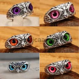 Band Rings New CharmFashion Design Owl Rings Multicolor Eyes Silvery for Women Men Punk Gothic Open Adjustable RParty Jewellery Gifts J231124