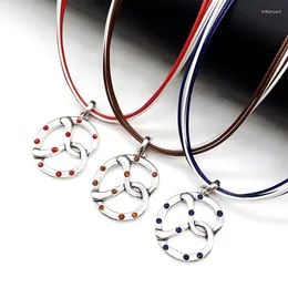 Pendant Necklaces Fashion Oktoberfest Pretzel Pendants Multicolor Rope Chain Rhinestone Charm Party Jewelry Wholesale