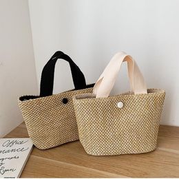 Evening Bags Rattan Basket Handbags Travel Totes Summer Bohemian Handmade Weaving Women Beach Straw Bag Wrapped BagEvening