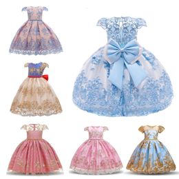 Girls Dresses Baby Birthday Vintage Princess Dress Embroidery Gown Vestidos Girl Wedding Kid Formal Occasion Gala 231124