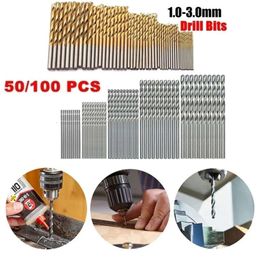 New 50/100Pcs High Speed Steel Titanium Coated Twist Drill Bit Straight Shank Drill Woodworking Wood Tool 1/1.5/2/2.5/3mm For Metal