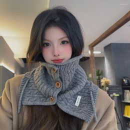 Scarves Women Knitted Button Bib High Fake Collar Pullover Korean Warm Neck Protector Sleeve Split Cover Scarf Coat Shawl D597