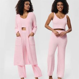 Women's Sleepwear The Listing Spring And Autumn High Grade Feeling Nightgown Pajama Pants Sling Three Piece Home Suit