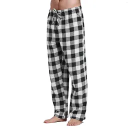 Men's Pants Plaid Pajama For Man Fashion Casual Loose Sport Trousers Elastic Waist Long Pant Autumn Winter Male Trouser