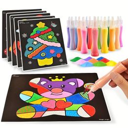 Party Games Crafts Sand Painting Children Coloured Boys And Girls Baby Handmade Diy Production Scraping Art Set Toys 231124