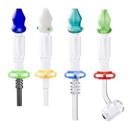 Headshop214 CSYC NC022 Dab Rig Glass Bong Smoking Pipe 10mm 14mm Ceramic Quartz Nail Clip Coloured Mouth In-Line Water Perc Bubbler