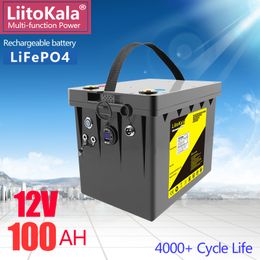 LiitoKala 12V 100Ah 120Ah LiFePO4 Battery 12.8 V Power For RV Camper Golf Cart Off-Road Off-grid Solar Wind,QC 3.0 Type-C Output