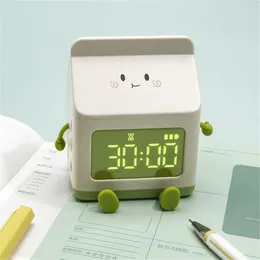 Table Clocks Cartoon Creative Milk Box Alarm Clock Multifunctional Student Dedicated Electronic Children's Digital