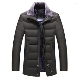 Men's Down Middle Age Coats Outerwear Man Turn Collar Medium Long Thick Warm Winter Jacket 2023 Style