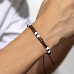Link Bracelets Simple White Black Soft Polymer Clay Bracelet For Men Adjustable Elastic Diy Handmade Wrist Jewelry Gifts