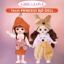 Dolls Scale 112 16cm Happy Princess BJD Doll with Clothes and Shoes Movable 13 Joints Fashion Model Girl Gift Child Toys Collection 231124