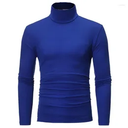 Men's T Shirts 2023 Solid Colour Turtleneck Male Slim Fit Long Sleeve Black White Men Tshirt Tops S-3XL