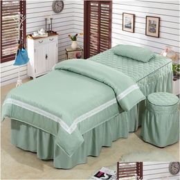 Bedding Sets Bedding Sets Custom Size 4-6Pcs Washed Lace Style Beauty Salon Mas Spa Use Duvet Er Bed Skirt Quilt Sheet S Drop Delivery Dhwjv