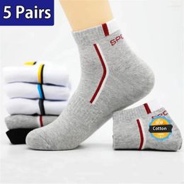 Men's Socks 5 Pairs Men Sports Spring Autumn Summer Low Tube Ankle Cotton Breathable Sweat Absorbing Invisible Short Boat