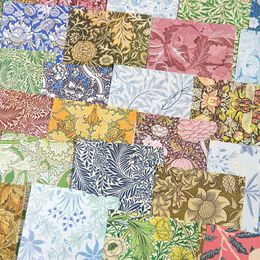 Gift Wrap 100 Pcs/Pack Memo Pad Retro Flower Watercolour Art Booklet DIY Decorative Backing Paper 5 Choices