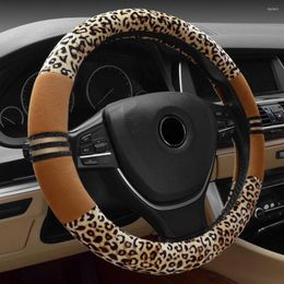 Steering Wheel Covers ALLGT Leopard Pattern Car Cover Anti-slip 4 Plush Styling Universal For 37-38CM Steering-Wheel