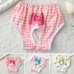 Dog Apparel Diaper With Cartoon Pattern Comfortable Absorbent Pet Menstrual Pants Prevent Mess Breathable Bow For Dogs Heat