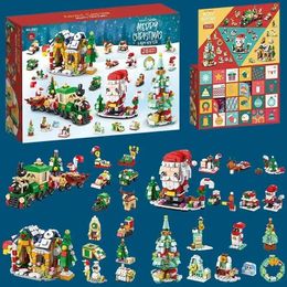 Christmas Decorations Series Building Blocks Gift Box for Kids 24Days Advent Calendar DIY Nutcracker Santa Claus Bricks Model 231124