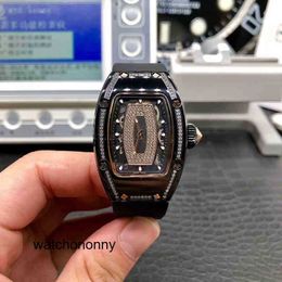 Leisure Luxury Mens Mechanical Watch Richa Milles Business Rm007 Automatic Black Lip Full Diamond Tape Womens Fashion Swiss Movement High Quality