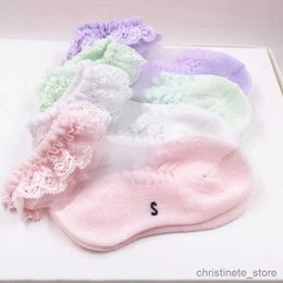 Kids Socks Summer Mesh Thin Cotton Girl Socks with Ruffle Lace Flower Princess Transparent Anti-slip White Stitch Socks for Kids Newborn