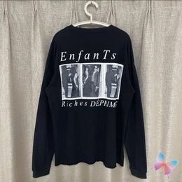 Men's T Shirts Stock Enfants Riches Deprimes Long Sleeve T-shirt Vintage Loose Men Women Streetwear Oversized Black ERD Shirt