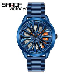 Luxury Watch new cool wheel watch fashion business men's personality hollow out plate waterproof steel band quartz