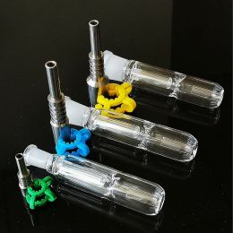 Mini 10mm 14mm 18mm Joint Small Nector Collectors Kit NC Kits Oil Dab Rigs With Titanium Nail Plastic Clip NC09 12 LL