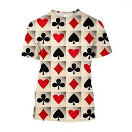 Men's T Shirts Summer Fashion 3D Playing Poker Card Game Printed Aesthetic T-shirts Men Funny Streetwear YK2 Drip Youth Clothes Short Sleeve