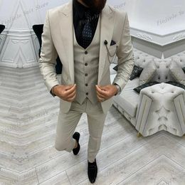 Men's Suits Beige 3 Piece Set Men Tuxedo Groom Groomsman Business Suit Wedding Party Dress Special Occasions Jacket Pants Vest