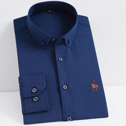 Men's Casual Shirts Spring Autumn Stretch Soft Bamboo-fiber Dress Shirt Pocketless Design Long Sleeve Standard-fit Wrinkle Resistant