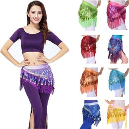 Stage Wear Sexy Belly Dance Sequins Triangle Scarf Costumes Fringed Waist Women Performance Accessories Hip