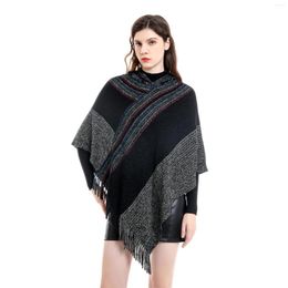 Scarves Women Spring Autumn Shawl Lady Knitted Hoodies Wrap Striped Pullover Loose Sweater With Tassel Fall Poncho Wholesale Drop Ship