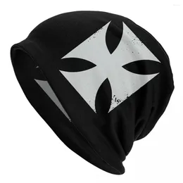 Berets Biker Cross Iron Bonnet Hat Goth Outdoor Skullies Beanies Motorbike For Men Women Knit Warm Dual-use Caps