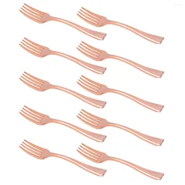 Dinnerware Sets 24 Pcs Kids Cutlery Fruit Fork Rose Gold Plastic Dessert Utensils Mini Tasting Child