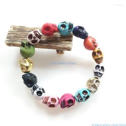 Charm Bracelets Colorful Skull Bracelet For Girls Women Gothic Prayer Bead Linked Elastic Jewelry Decoration